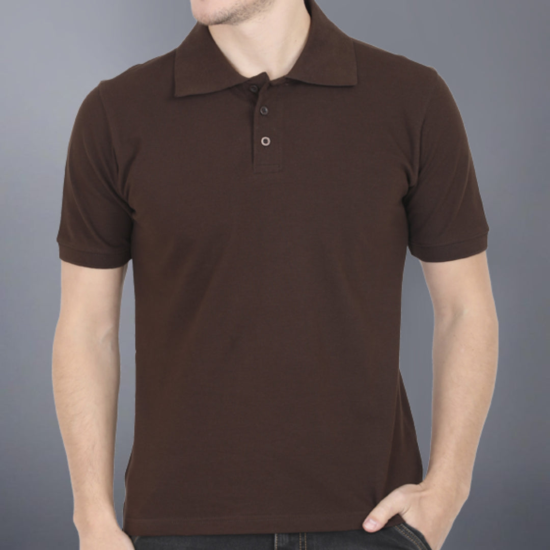 Plain Polo Shirt - Coffee Brown