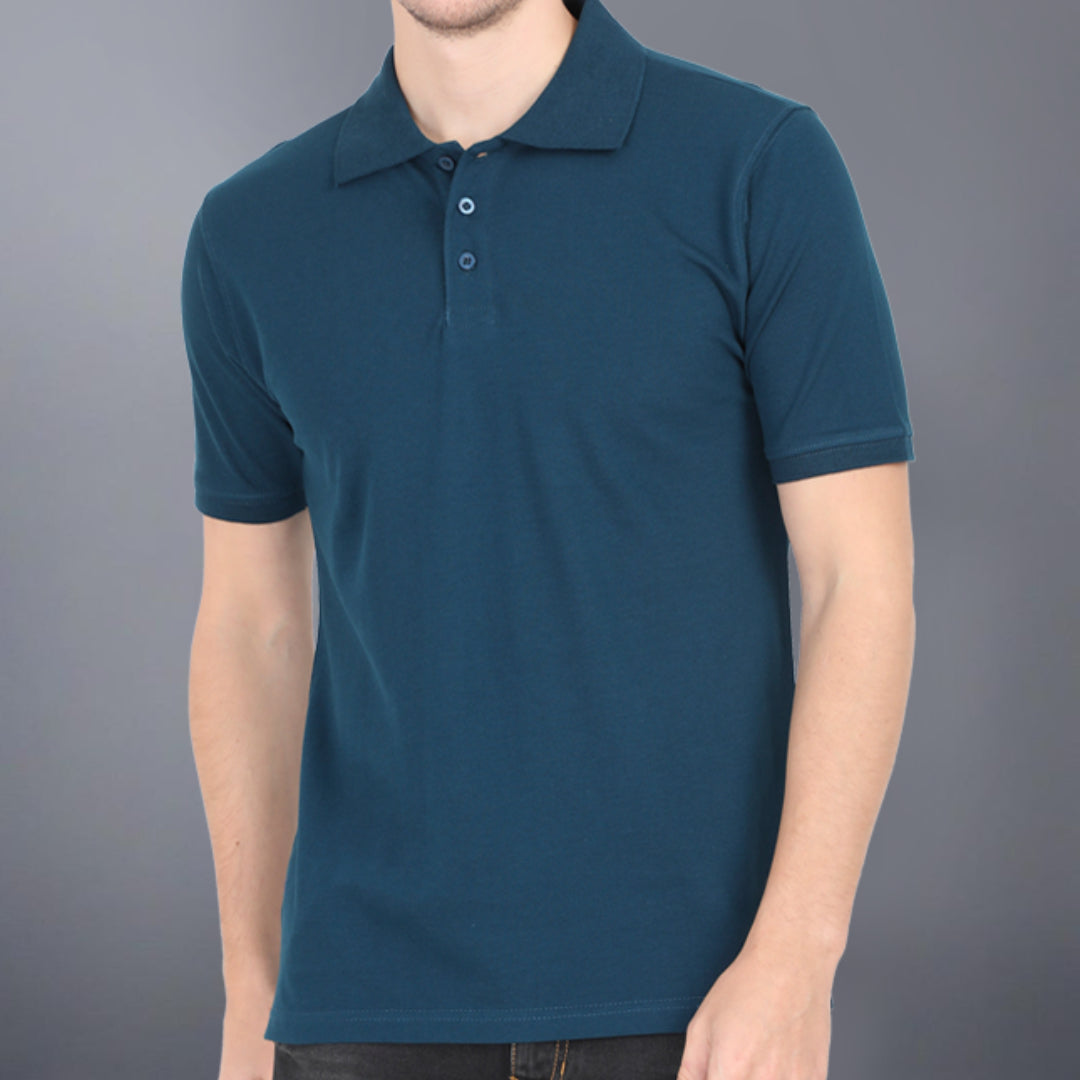 Plain Polo Shirt - Petrol Blue